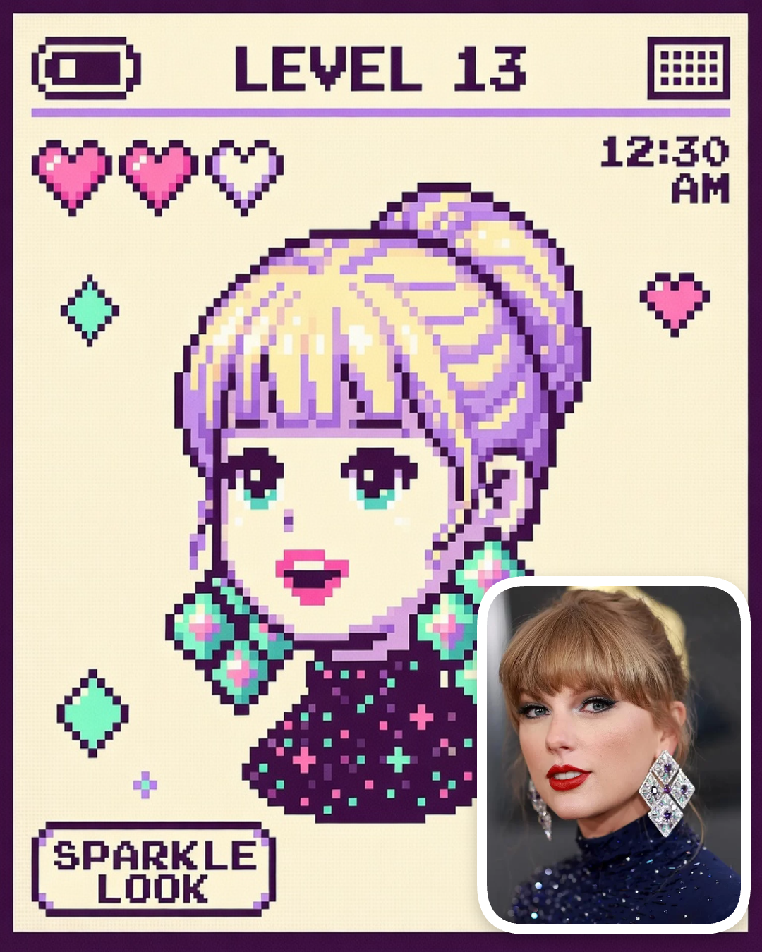 Портрет в стиле Tamagotchi screen