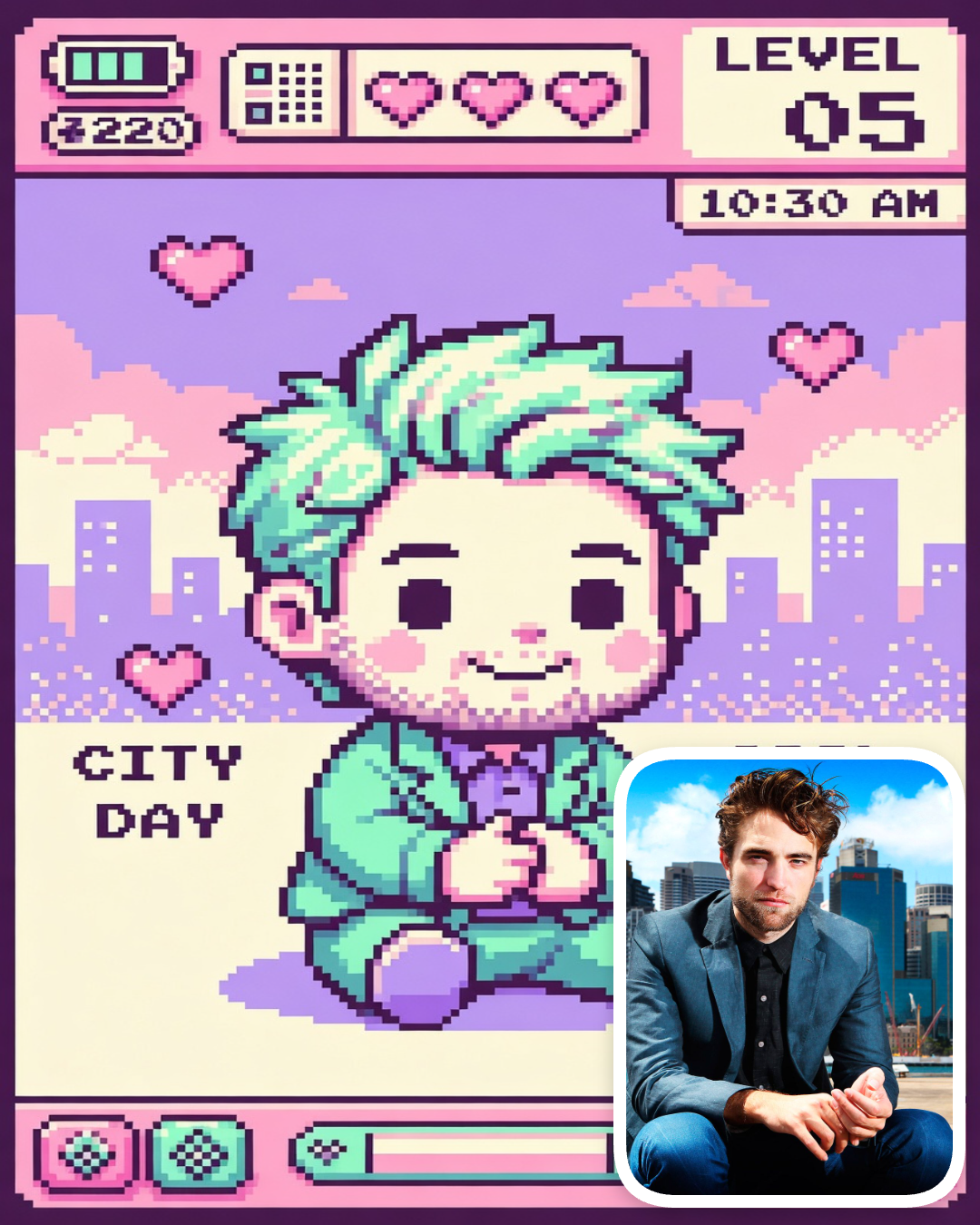 Портрет в стиле Tamagotchi screen